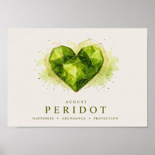 Poster Cœur de péridot d'août Pierre de naissance Belle P