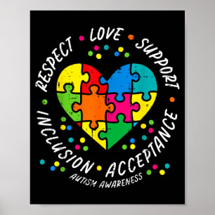 Poster Cœur de puzzle de l'autisme amour soutien sensibil