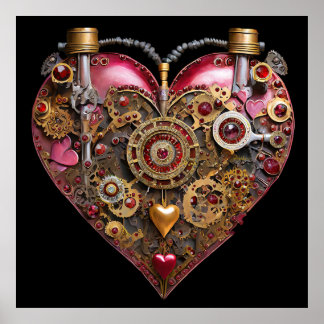 Poster Cœur de Streampunk Rubis Saint-Valentin