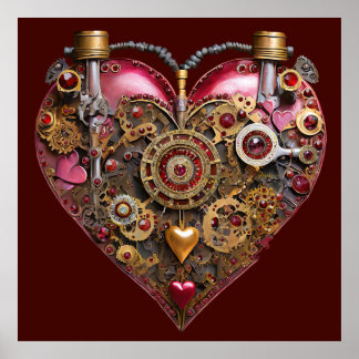 Poster Cœur de Streampunk Rubis Saint-Valentin