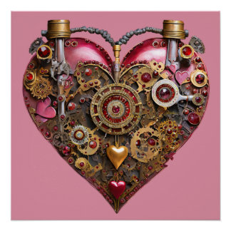 Poster Cœur de Streampunk Rubis Saint-Valentin