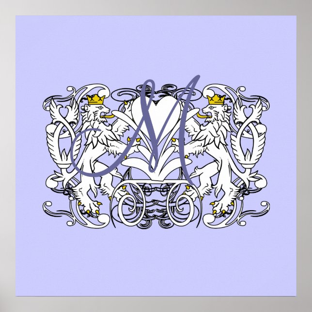 Poster Cœur de vœu de mariage monogramme (Devant)