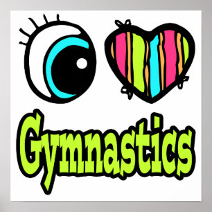 Poster Coeur des yeux lumineux J'aime la gymnastique