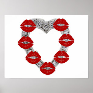 Poster Coeur Diamond Avec Baisers