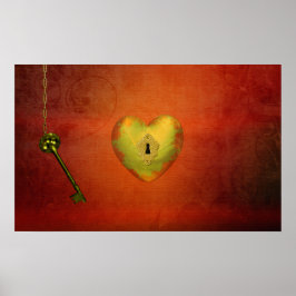Poster Coeur d'or avec clé