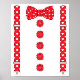 Poster Cœur Drôle Cravate Papillon Suspenders Fête de la