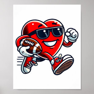 Poster Cœur drôle de football américain Saint-Valentin Sr