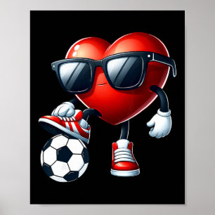 Poster Cœur drôle jouant au football à la Saint-Valentin