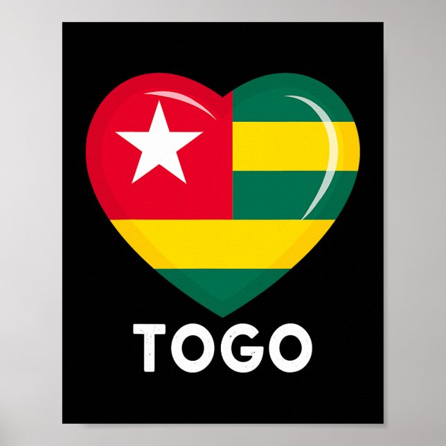 Poster Coeur drôle Togo Drapeau Hommes Femmes Enfant Patr (Devant)