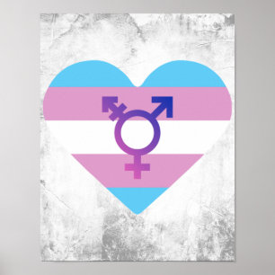 Poster Coeur du drapeau de la Trans Pride