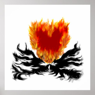 Poster Coeur en flammes