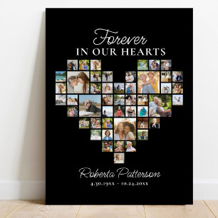 Poster Coeur en forme 48 Photo Collage funéraire Bienvenu