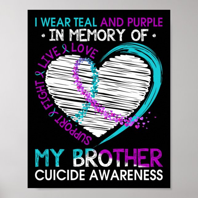 Poster Coeur En Mémoire De Mon Frère Sensibilisation Au S (Devant)