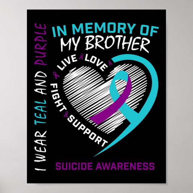 Poster Coeur En Mémoire De Mon Frère Sensibilisation Au S (Devant)