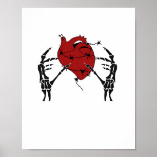 Poster Coeur Et Mains - Squelette Mains Coeur