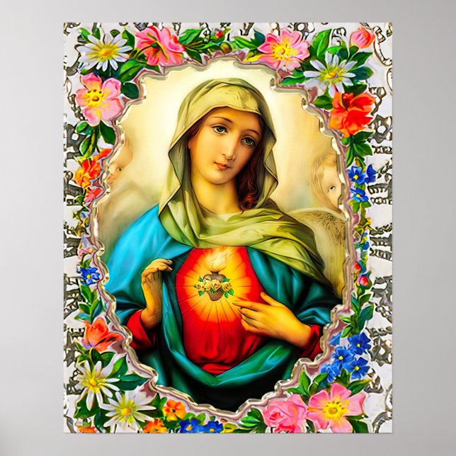 Poster Coeur immaculé de la Vierge Marie Saint catholique (Devant)