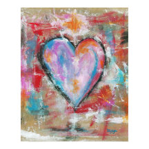 Coeur inconscient Art Abstrait Peinture rose rouge