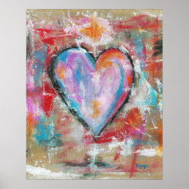 Poster Coeur inconscient Art Abstrait Peinture rose rouge