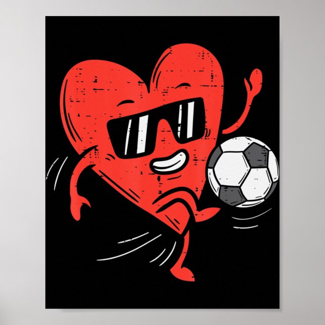 Poster Coeur Jouer Soccer Valentines Jour Football Filles (Devant)