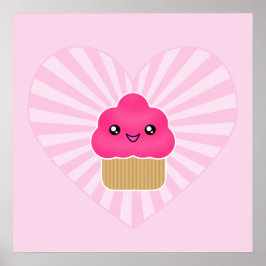 Poster Coeur Kawaii Cupcake