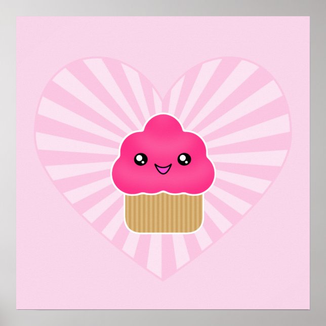 Poster Coeur Kawaii Cupcake (Devant)
