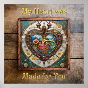 Poster Coeur mécanique série anatomique Steampunk