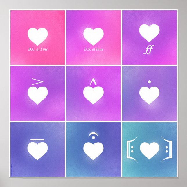 Poster Coeur Musique Notation Amour Langue (Devant)