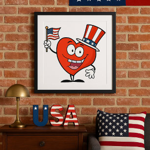 Poster Coeur patriotique américain