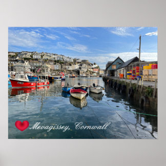 Poster Coeur personnalisé Mevagissey Poisson Atterrissage