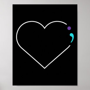 Poster Cœur point-virgule Sensibilisation à la santé ment