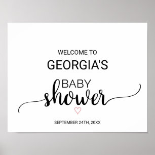 Poster Coeur rose   Bienvenue du Baby shower de calligrap