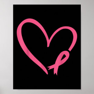 Poster Coeur rose Ruban Breast Mois de sensibilisation au