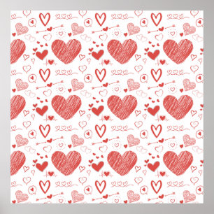Poster coeur rouge - arrière - plan blanc