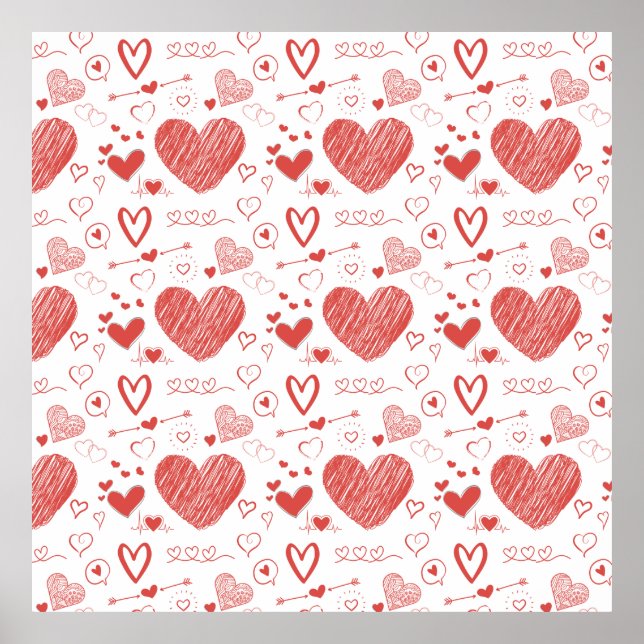 Poster coeur rouge - arrière - plan blanc (Devant)