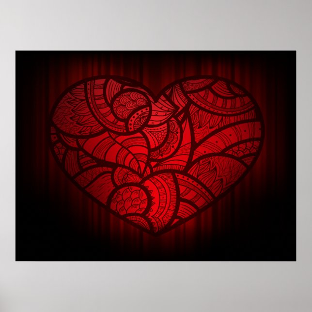 Poster Coeur rouge artistique (Devant)