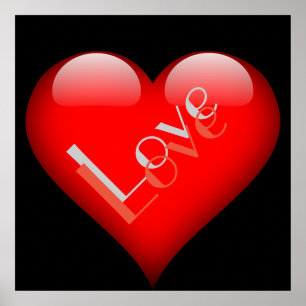 Poster Cœur Rouge Attractive Parisian Amour Mariage
