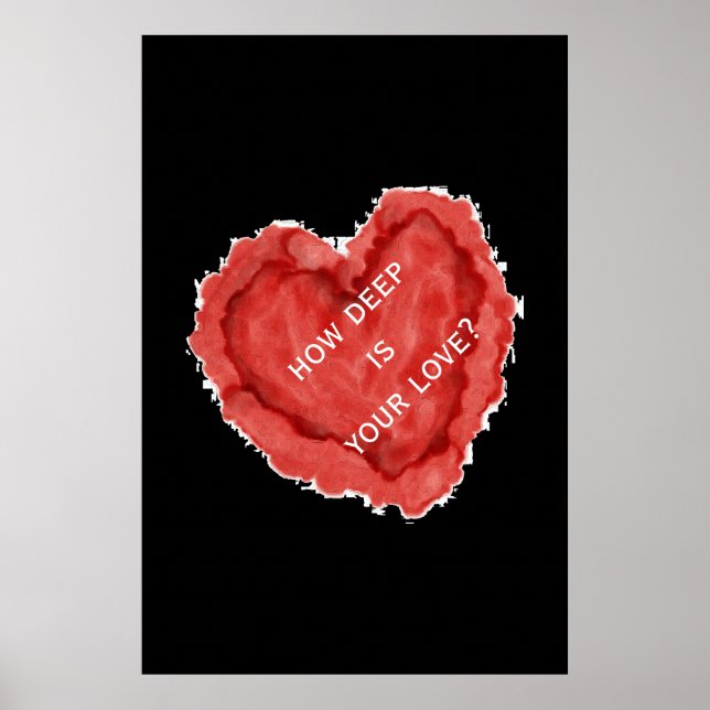 Poster Cœur rouge noir à quel point est votre amour? (Devant)