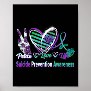 Poster Coeur Ruban Rose Paix Amour Santé mentale Suicide