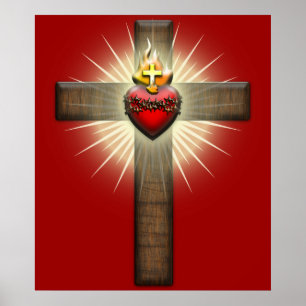 Poster Coeur sacré de croix de Jésus