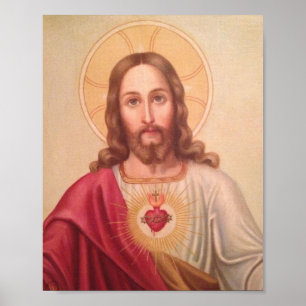Poster Coeur Sacré De Jésus Art Vintage