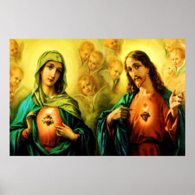 Poster Coeur sacré de Jésus et Coeur immaculé de Marie (Devant)