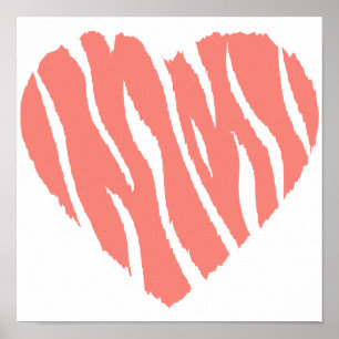 Poster Coeur sauvage rose corail