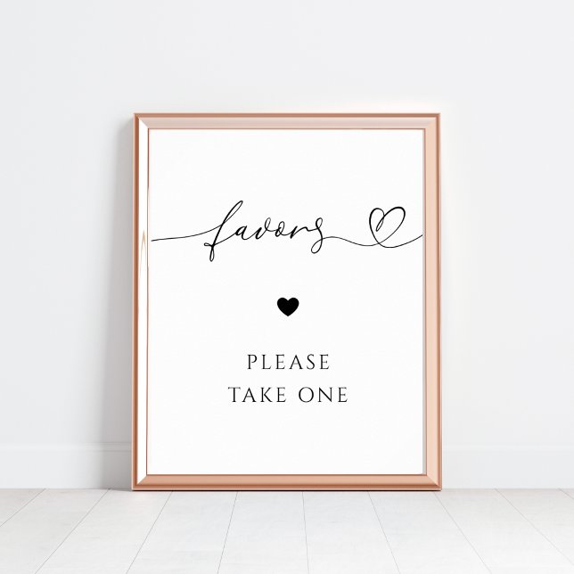 Poster Coeur Script Faveurs S'Il Vous Plaît Prendre Un Si (Créateur téléchargé)