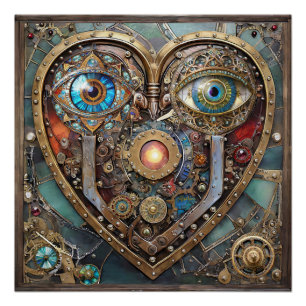Poster Coeur Steampunk Fantaisiste Je Te Vois Je T'Aime
