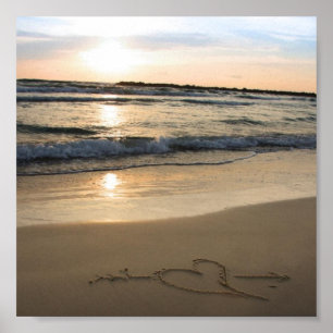 Poster Coeur sur sable
