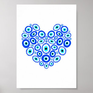 Poster Coeur symbolique romantique de l'oeil grec