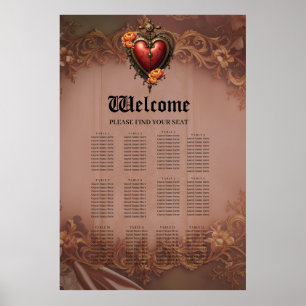 Poster Coeur vapeur avec fleurs
