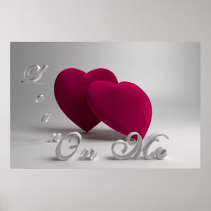 Poster coeurs 3D et typographie
