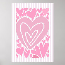 Poster Cœurs Abstraits Roses