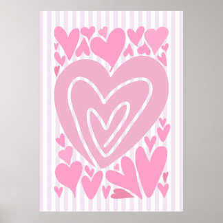 Poster Cœurs Abstraits Roses